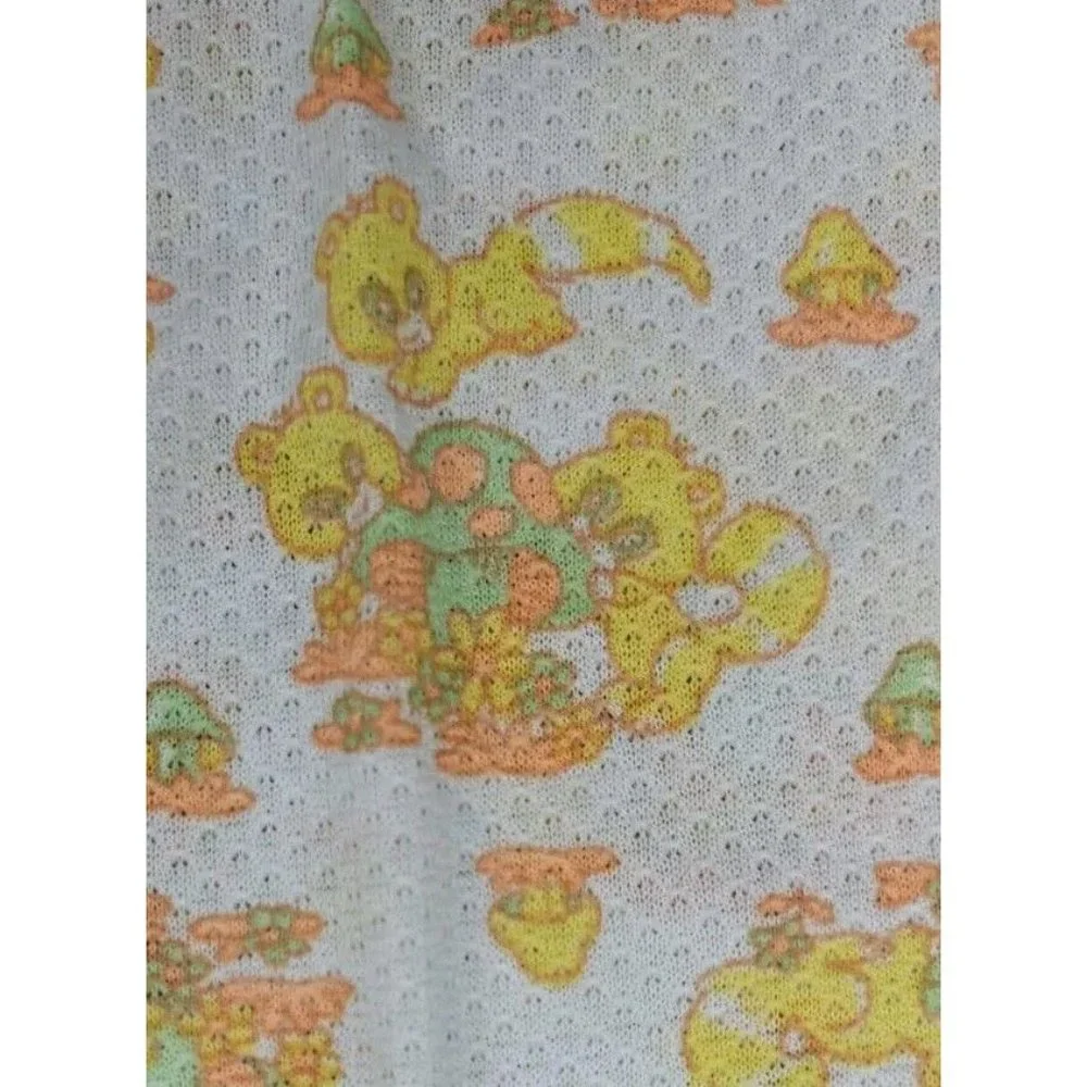 Vintage Carter's Baby Romper 6 Mo 18 Lbs Yellow Orange Mushrooms Raccoons